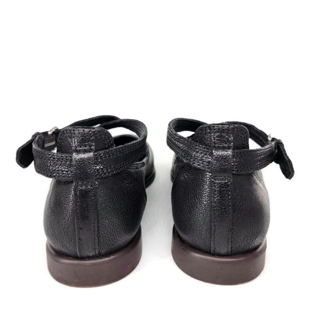 Lucky Brand Necia Black Leather Criss-Cross Mary-Jane Straps Round-Toe Flats - Picture 7 of 12